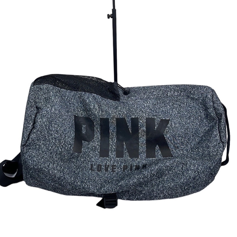 VICTORIA’S SECRET PINK BARREL CRUSHED VELVET BLACK WEEKENDER DUFFLE BAG